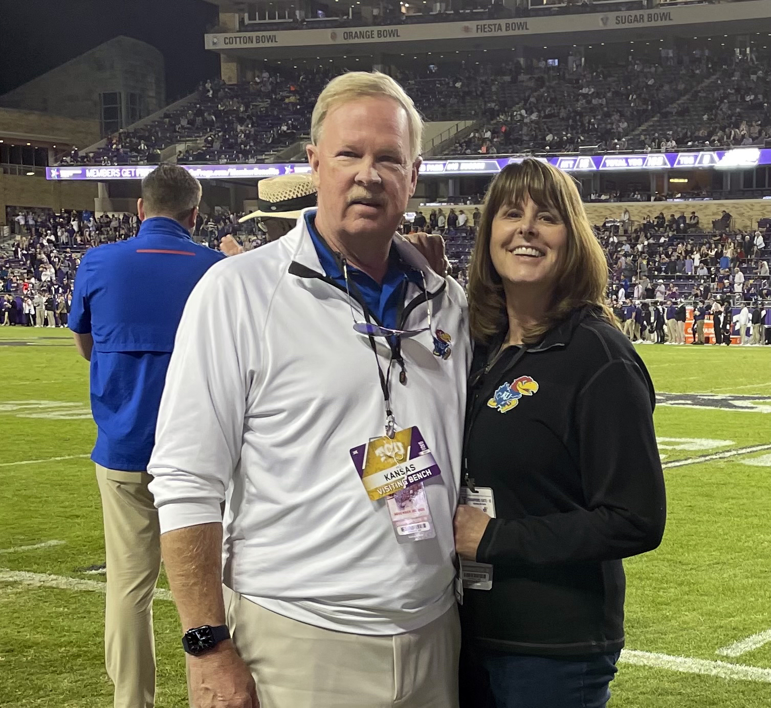 In addition to supporting the School of Pharmacy and School of Nursing, Kurtis and Sally Klein enjoy attending KU sporting events.